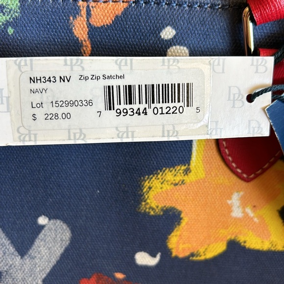 🆕Dooney & Bourke Zip Zip Satchel Bag In Graffiti Navy Blue - Picture 4 of 12